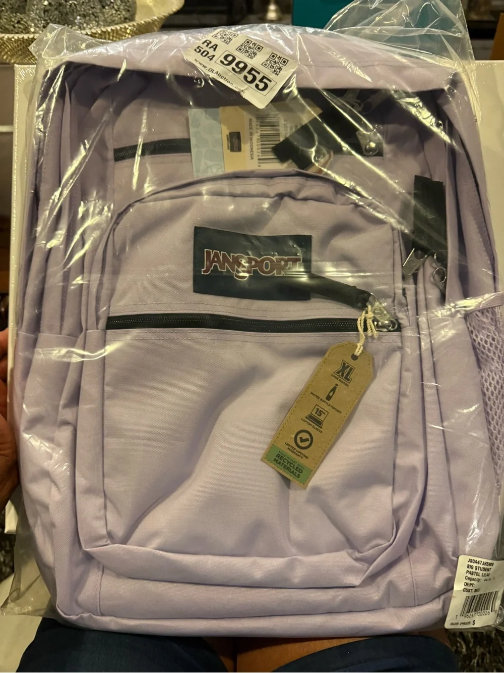 JanSport Big Student Backpack Pastel Lilac | NWT | 15” Laptop Sleeve